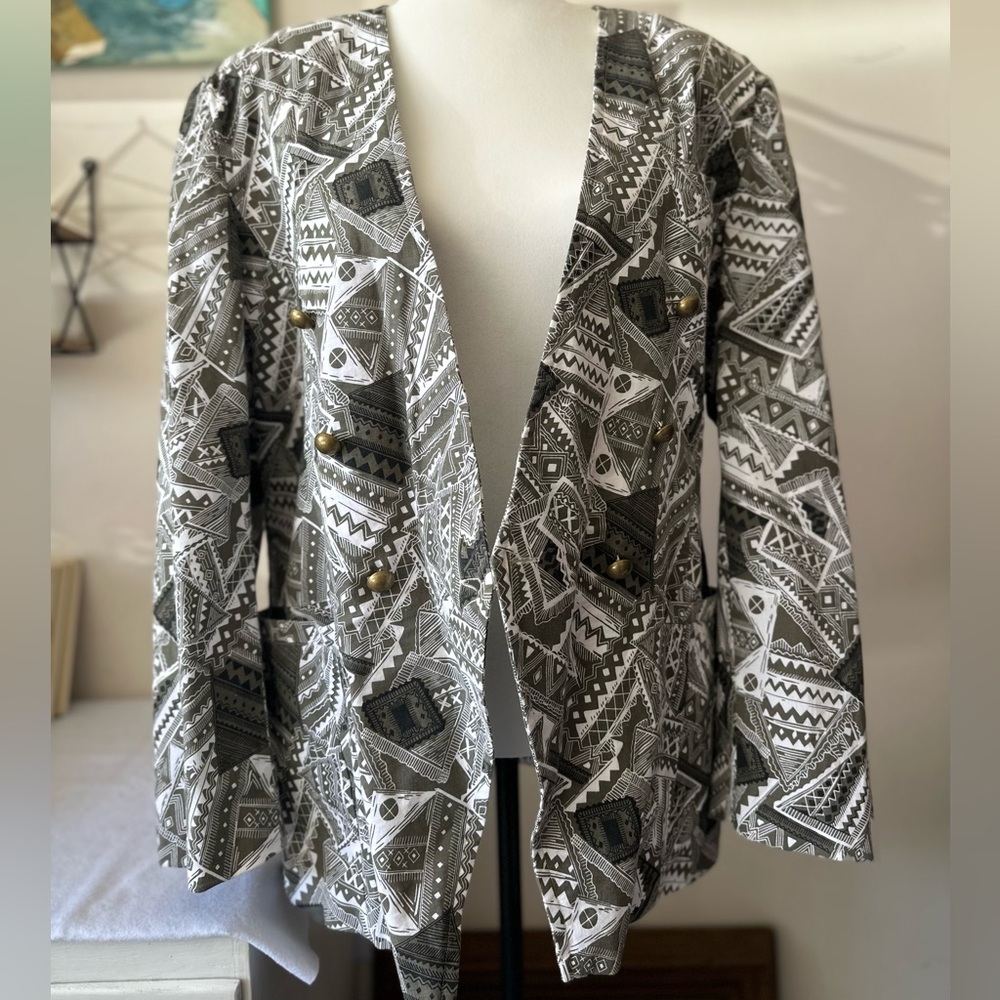 Vintage 90s Emilio Carducci light Blazer jacket geometric print oversized